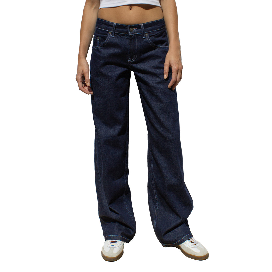 Damen Weite Denim-Jeans mit hohem Bund