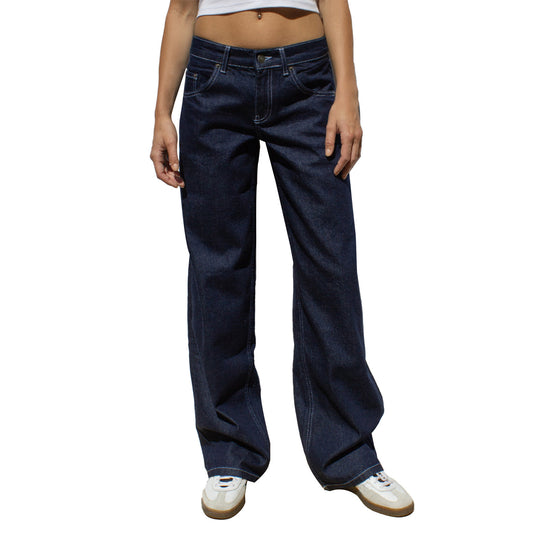Damen Weite Denim-Jeans mit hohem Bund