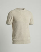 Retro Leinen Tencel Strick T-Shirt Unisex Cleanfit Khaki Casual