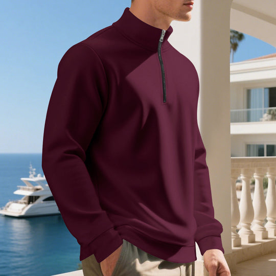 Herren sportlicher Pullover mit halbem Reißverschluss und atmungsaktiver Struktur R&B