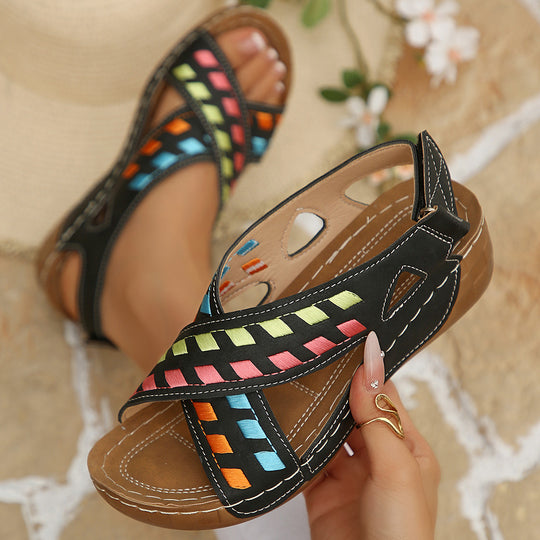 Damen offene Freizeit-Sandalen mit kunstvollem Flechtmuster R&B