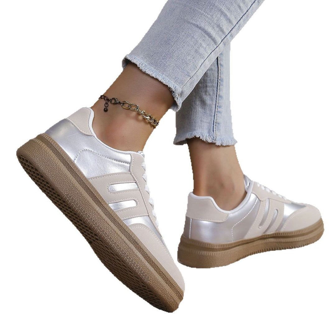 Damen Sportliche Sneakers mit satiniertem Obermaterial und Retro-Design R&B