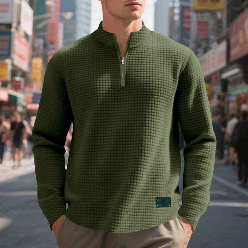 Herren Pullover mit Reißverschluss und strukturiertem Design R&B