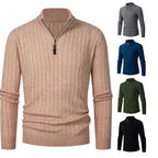 Herren Strickpullover mit Reißverschluss und strukturierter Rippoptik