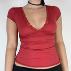 Damen Elegantes Oberteil mit Spitzen- und Drapierungselementen R&B