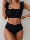 Damen Hochgeschnittener Bikini mit Rüschenoberteil R&B