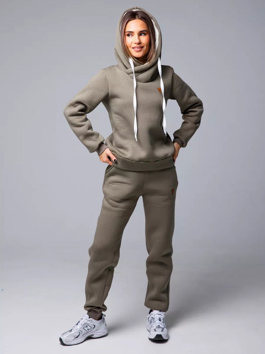 Damen Sportliches Hoodie-Set mit hohem Kragen R&B