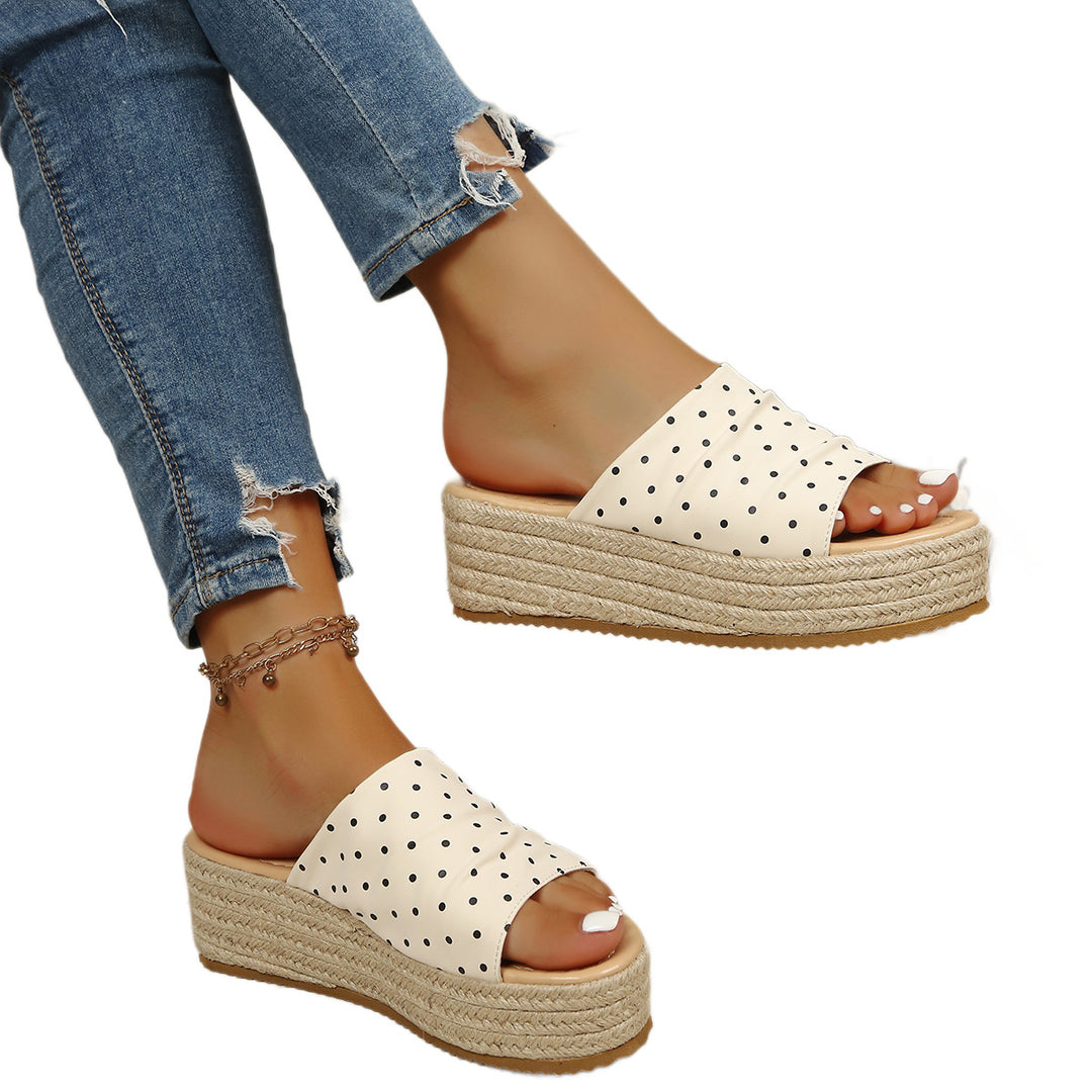 Damen Wedge-Pantoletten mit gepunktetem Design und flexiblem Fußbett R&B