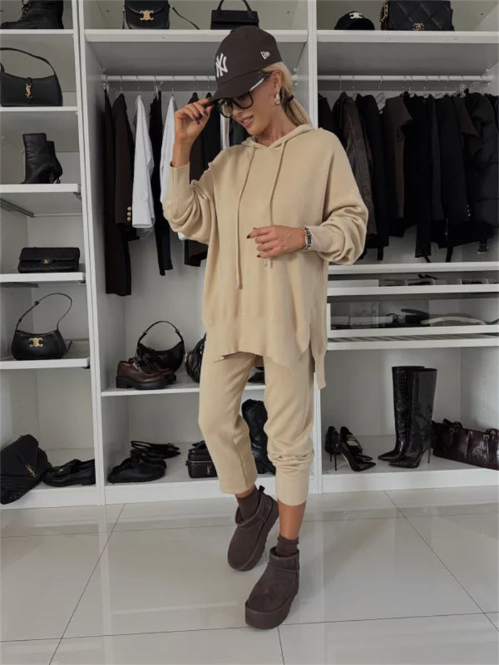Damen Bequeme Oversized-Hoodie und Jogginghose Kombination R&B
