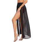 Damen Eleganter Wickelrock aus leichtem Chiffon mit hohem Schlitz R&B