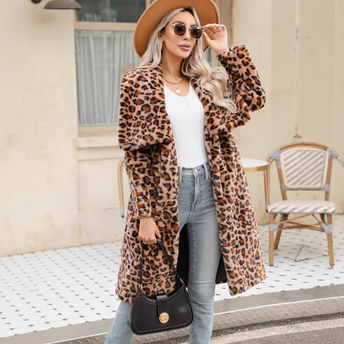 Damen Lange Leopardmuster R&B