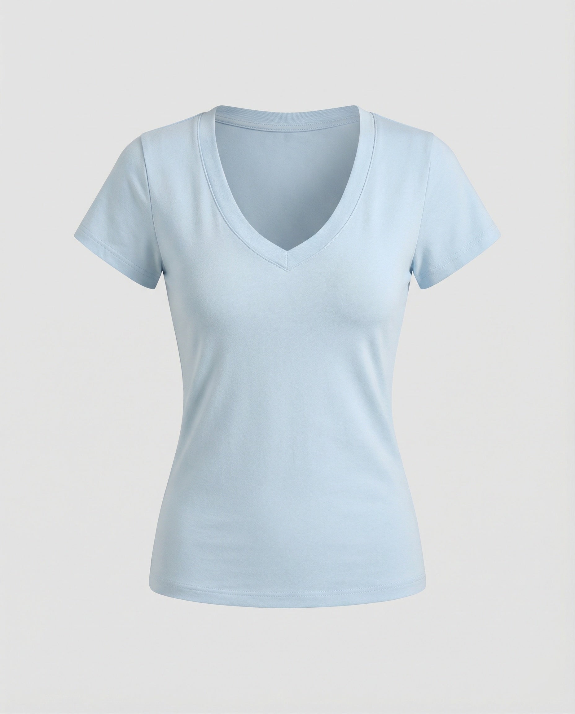 Stilvolles blaues Slim-Fit Damen T-Shirt im schicken Korea-Design
