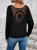 Damen Langarm T-Shirt mit dekorativem Häkelrücken R&B