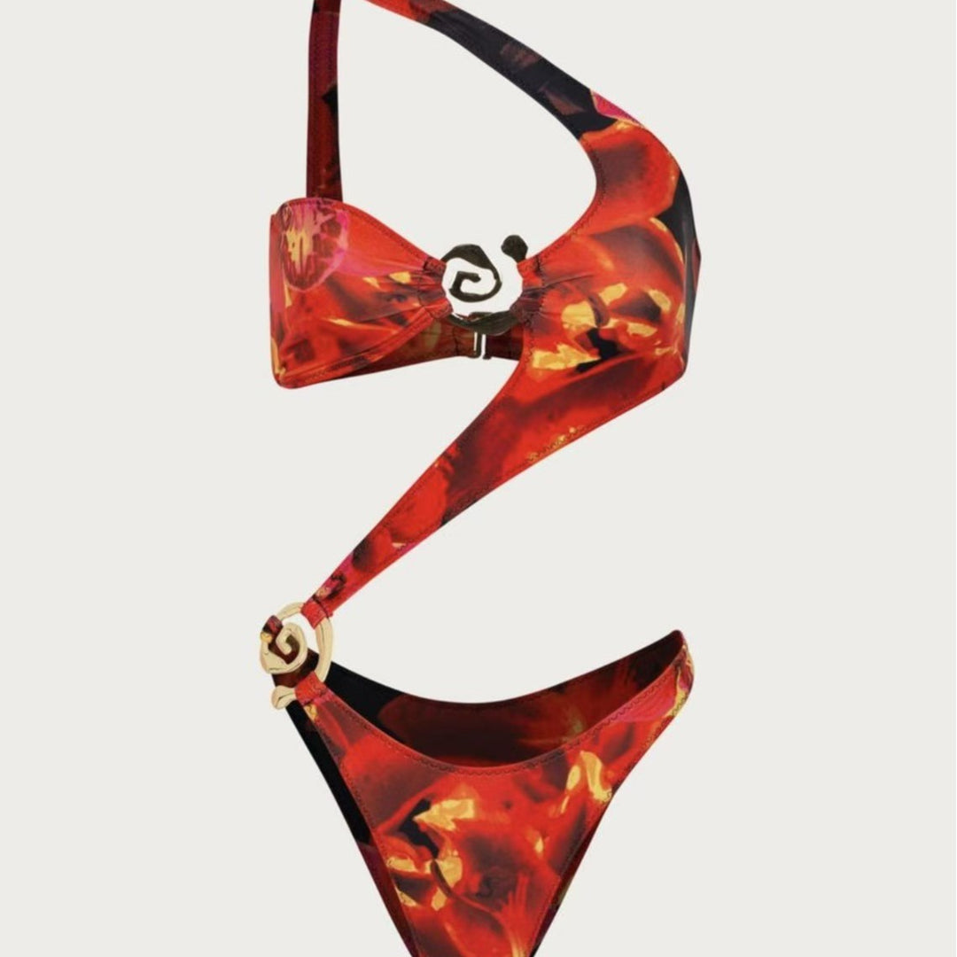 Damen Triangel-Bikini mit raffiniertem Schnitt und goldenen Akzenten R&B
