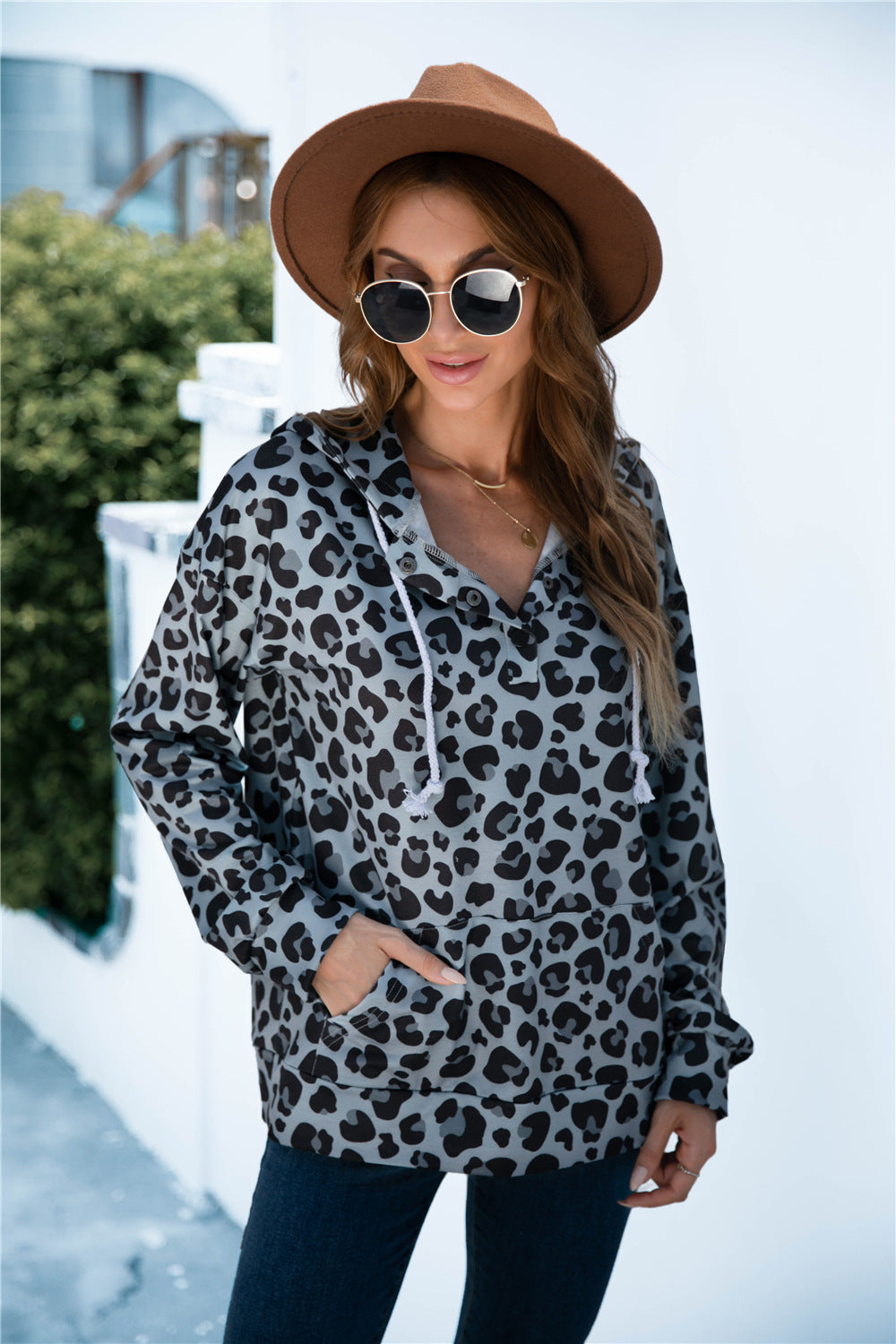 Damen Kapuzenpullover mit exklusivem Tiermuster und bequemer Passform R&B