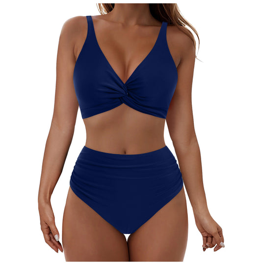 Damen Hochtailliertes Bikini-Set mit elegantem Wickeloberteil R&B