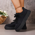 Damen Sneaker mit modischem Plateau und hochwertigen Schnürsenkeln R&B