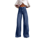 Damen Weite Hochtaillierte Jeans mit markanten Nähten