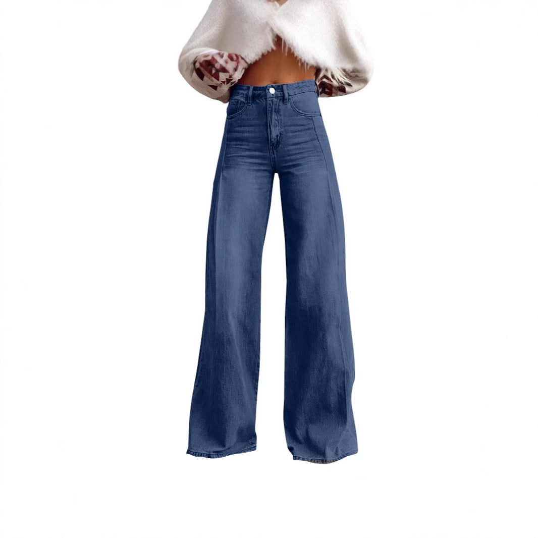 Damen Weite Hochtaillierte Jeans mit markanten Nähten