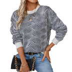 Damen Strickpullover mit modernem Wellenmuster