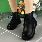 Damen Modische Schnürboots mit robustem Plateau und seitlichem Reißverschluss R&B