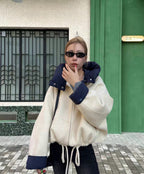 Damen modische Übergangsjacke mit kuscheliger Innenseite und verstellbarem Saum R&B