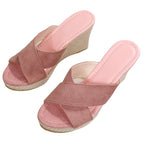 Damen Wedge-Sandalen mit großzügigem Cross-Riemendesign und gepolsterter Sohle R&B