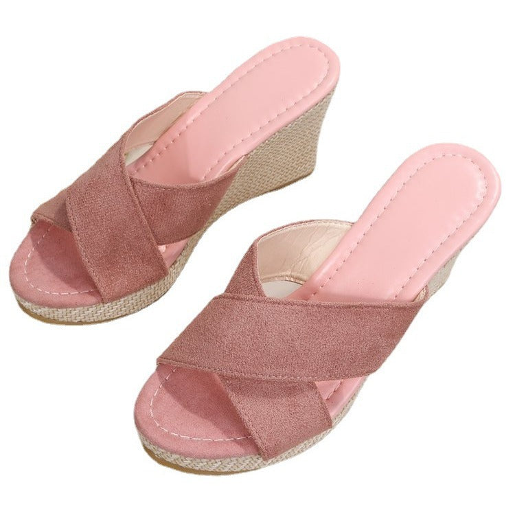 Damen Wedge-Sandalen mit großzügigem Cross-Riemendesign und gepolsterter Sohle R&B