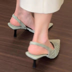Damen Elegante Slingback-Pumps mit feinen Falten und spitzem Zehenbereich R&B