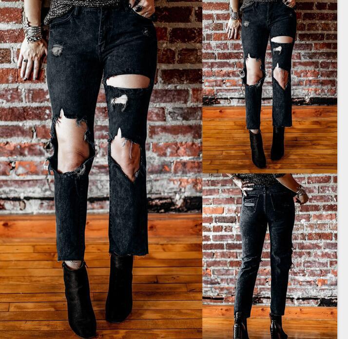 Damen Destroyed Jeans mit hoher Taille und lässigem Schnitt R&B