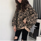 Damen Oversized Strickpullover mit Leopardenmuster und weichem Material R&B
