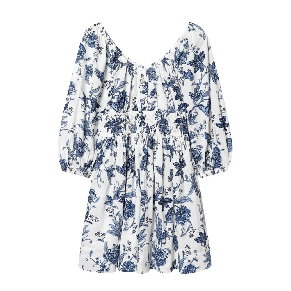 Damen Sommerkleid mit voluminösen Puffärmeln und elastischer Taillierung R&B