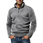 Herren nan grobgestrickter Strickpullover mit halbem Reißverschluss und hohem Stehkragen R&B