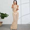 Damen Maxikleid mit transparenter Häkelstruktur und modischen Cut-Outs R&B