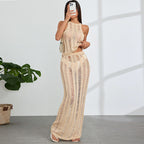 Damen Maxikleid mit transparenter Häkelstruktur und modischen Cut-Outs R&B