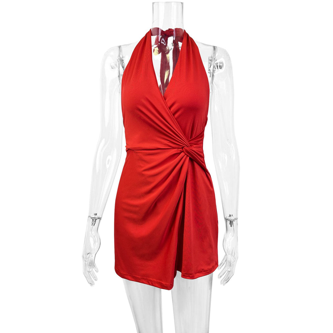 Damen Halterneck Minikleid mit raffiniertem Wickeldesign und schmeichelndem Schnitt R&B