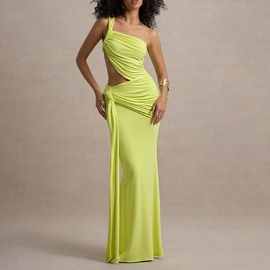 Damen Maxikleid mit asymmetrischem Schnitt und eleganter Drapierung R&B