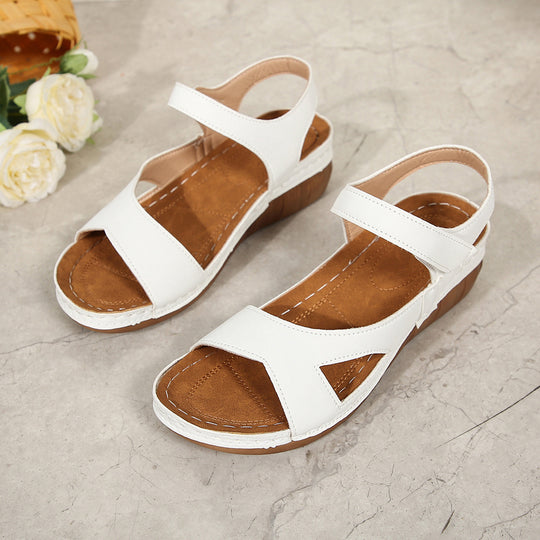Damen Bequeme Wedge-Sandalen mit breitem Riemen und floralem Design R&B
