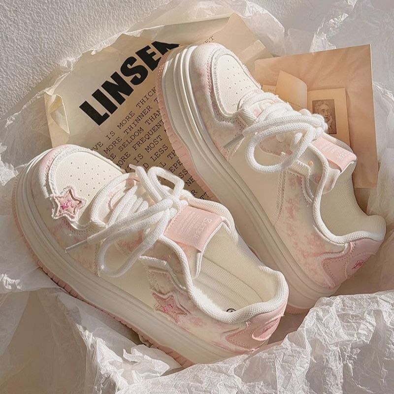 Damen Modische Sneakers mit Sternen-Applikationen