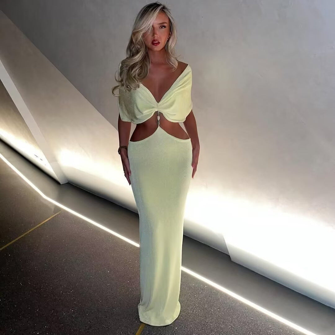 Damen Maxikleid mit verführerischem Cut-Out und eleganten Rüschendetails R&B