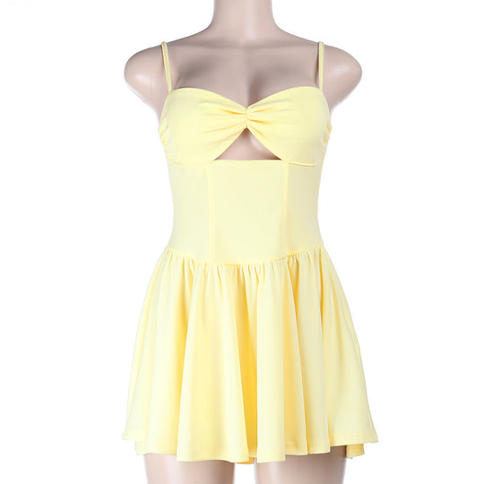 Damen elegantes Schwimmdress mit modischen Rüschen und tieferem Ausschnitt R&B