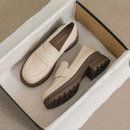 Damen Mokassin-Schuhe mit robustem Plateau und eleganter Schnalle