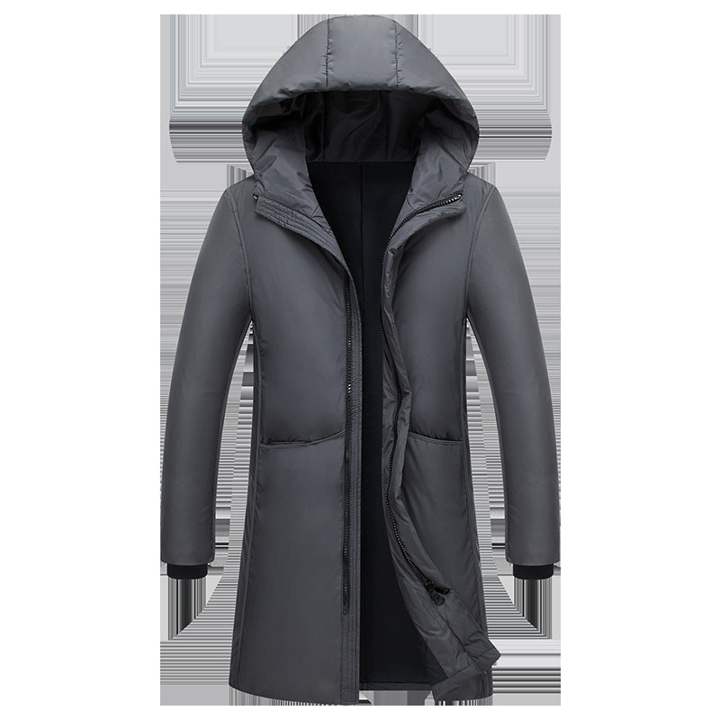 Damen lange Steppjacke mit großzügiger Kapuze und praktischen Taschen R&B