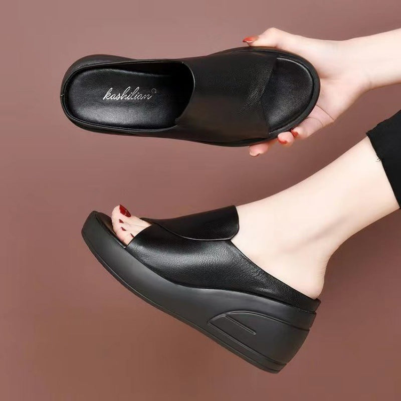 Damen Plattform-Sandalen mit geschwungenem Design und Komfortfußbett R&B