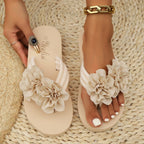 Damen Zehentrenner-Sandalen mit dekorativem Blumen-Detail und komfortablem Fußbett R&B