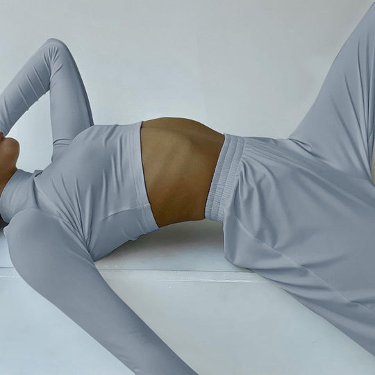 Damen Sportliches Set aus Langarm-Oberteil und elastischer High-Waist-Hose R&B