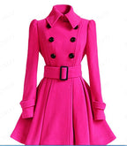 Damen moderner Trenchcoat mit tailliertem Schnitt und Doppelknöpfen R&B