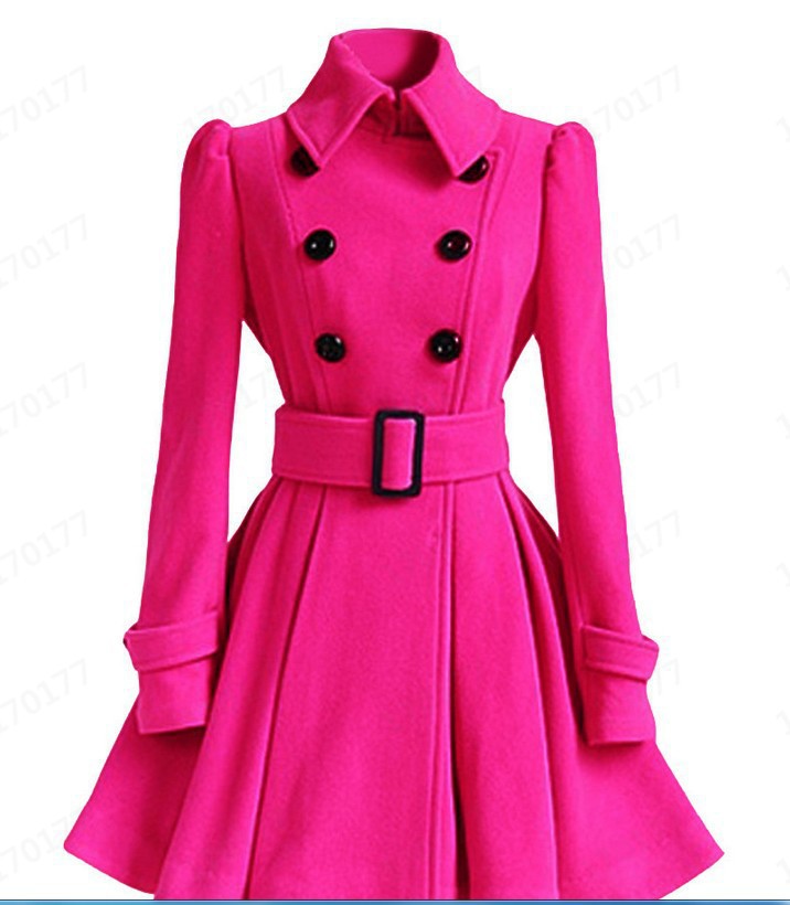 Damen moderner Trenchcoat mit tailliertem Schnitt und Doppelknöpfen R&B