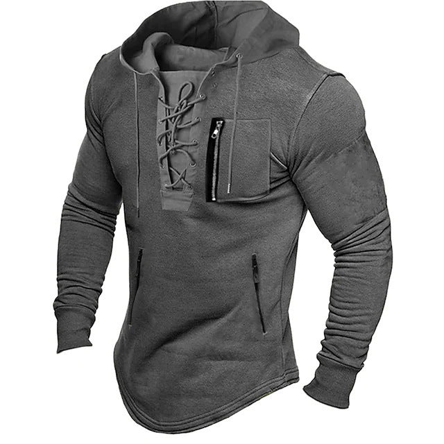 Herren modischer Kapuzenpullover mit einzigartigem Schnürdesign R&B