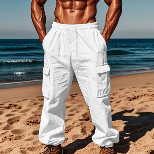 Herren lässige Cargo-Hose mit praktischen Seitentaschen und elastischem Bund R&B